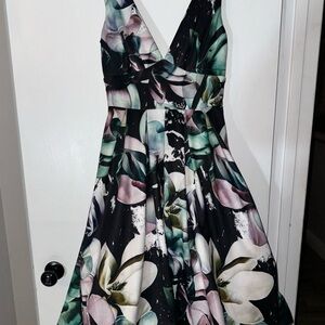 Bebe Black and White Floral Backless Dress